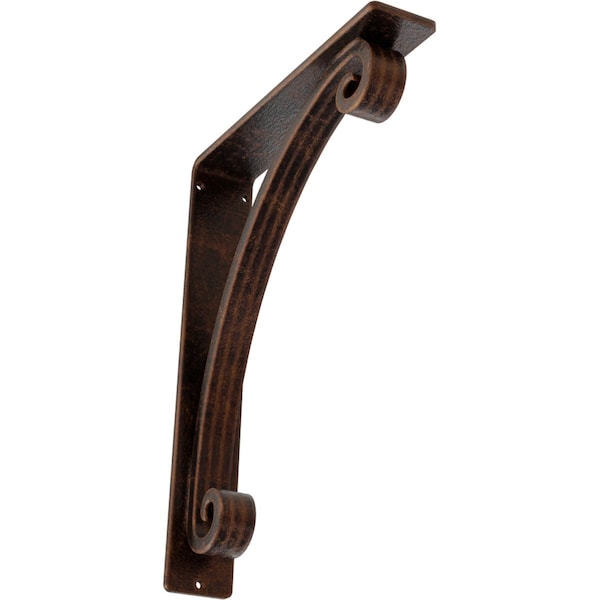 Ekena Millwork Legacy Wrought Iron Bracket, (Triple center brace), Antiqued Copper 2"W x 10"D x 12"H BKTM02X10X12TLEACO - main